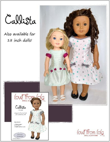 Love From Lola WellieWishers Callista Dress  14.5" Doll Clothes Pattern Pixie Faire