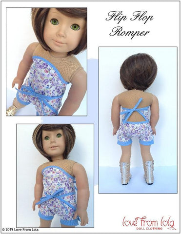Love From Lola 18 Inch Modern Flip Flop Romper 18" Doll Clothes Pattern Pixie Faire