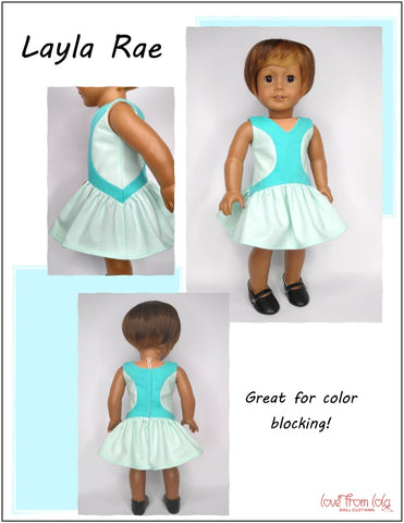 Love From Lola 18 Inch Modern Layla Rae Dress 18" Doll Clothes Pattern Pixie Faire