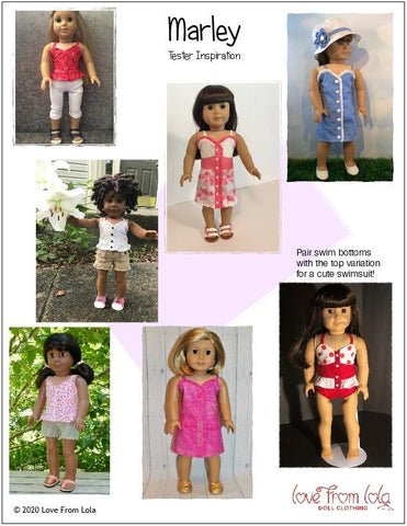 Love From Lola 18 Inch Modern Marley Dress and Top 18" Doll Clothes Pattern Pixie Faire