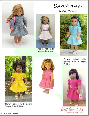Love From Lola 18 Inch Modern Shoshana 18" Doll Clothes Pattern Pixie Faire