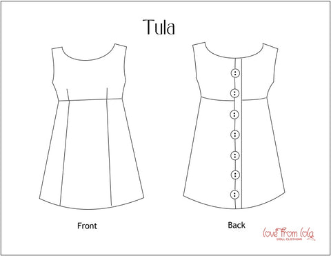 Love From Lola 18 Inch Modern Tula Dress 18" Doll Clothes Pattern Pixie Faire