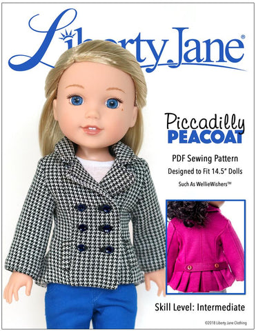 Liberty Jane WellieWishers Piccadilly Peacoat 14.5 Inch Doll Clothes Pattern Pixie Faire