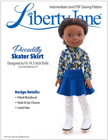 Liberty Jane WellieWishers Piccadilly Skater Skirt 14.5 Inch Doll Clothes Pattern Pixie Faire