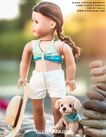 Forever 18 Inches 18 Inch Historical Aloha Vintage Swimsuit 18" Doll Clothes Pattern Pixie Faire