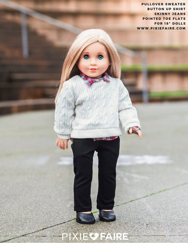 Liberty Jane 18 Inch Modern Pullover Sweater 18" Doll Clothes Pattern Pixie Faire