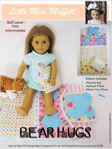 Little Miss Muffett 18 Inch Modern Bear Hugs Sleeping Bag 18" Doll Accessory Pattern Pixie Faire
