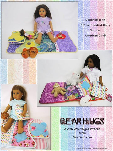 Little Miss Muffett 18 Inch Modern Bear Hugs Sleeping Bag 18" Doll Accessory Pattern Pixie Faire