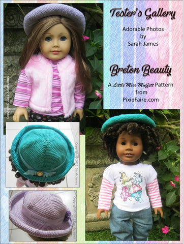 Little Miss Muffett Crochet Breton Beauty 18" Doll Clothes Crochet Pattern Pixie Faire