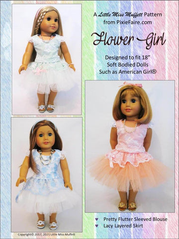 Little Miss Muffett 18 Inch Modern Flower Girl 18" Doll Clothes Pattern Pixie Faire