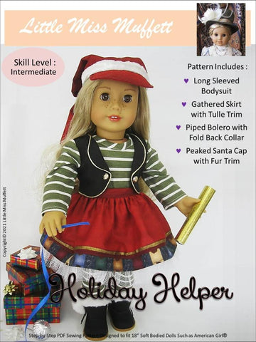 Little Miss Muffett 18 Inch Modern Holiday Helper 18" Doll Clothes Pattern Pixie Faire