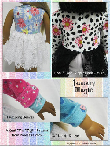 Little Miss Muffett 18 Inch Modern January Magic 18" Doll Clothes Pattern Pixie Faire