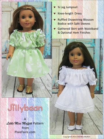 Little Miss Muffett 18 Inch Modern Jillybean 18" Doll Clothes Pattern Pixie Faire