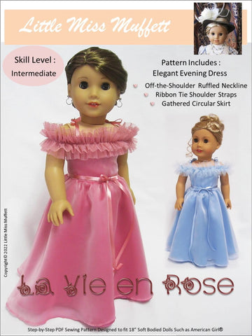 Little Miss Muffett 18 Inch Modern La Vie en Rose 18" Doll Clothes Pattern Pixie Faire