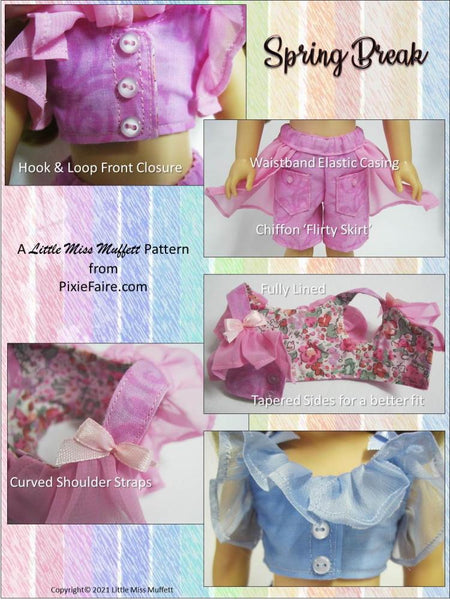 Little Miss Muffett Spring Break Doll Clothes Pattern fits