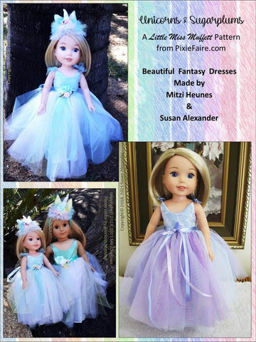 Little Miss Muffett WellieWishers Unicorns & Sugarplums 14.5" Doll Clothes Pattern Pixie Faire