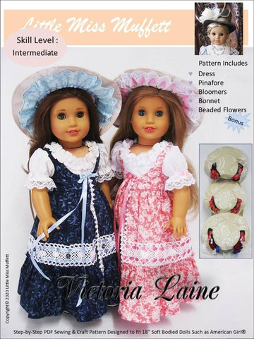 Little Miss Muffett 18 Inch Historical Victoria Laine 18" Doll Clothes Pattern Pixie Faire