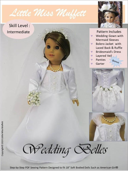 Little Miss Muffett Wedding Belles Doll Clothes Pattern 18 inch Dolls