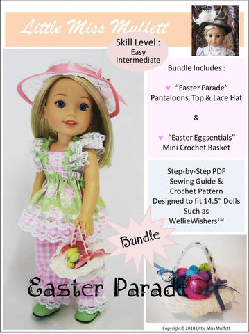 Little Miss Muffett WellieWishers Easter Parade Bundle 14.5" Doll Clothes Pattern Pixie Faire
