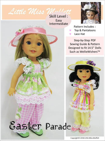 Little Miss Muffett WellieWishers Easter Parade 14.5" Doll Clothes Pattern Pixie Faire