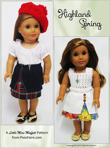 Little Miss Muffett 18 Inch Modern Highland Spring Skirt 18" Doll Clothes Pattern Pixie Faire