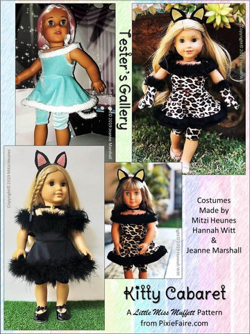Little Miss Muffett 18 Inch Modern Kitty Cabaret Costume 18" Doll Clothes Pattern Pixie Faire