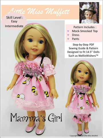 Little Miss Muffett WellieWishers Mamma's Girl 14.5" Doll Clothes Pattern Pixie Faire