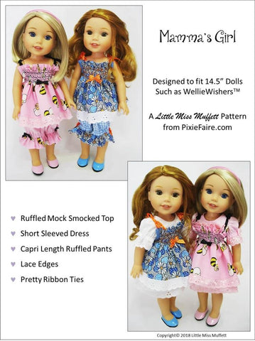 Little Miss Muffett WellieWishers Mamma's Girl 14.5" Doll Clothes Pattern Pixie Faire