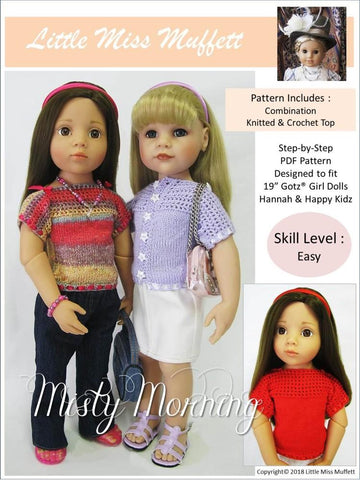 Little Miss Muffett Gotz 19" Misty Morning Knitting & Crochet Pattern for 19" Gotz Dolls Pixie Faire