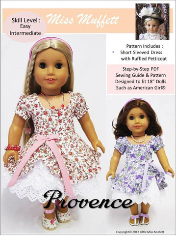 Little Miss Muffett 18 Inch Modern Provence 18" Doll Clothes Pattern Pixie Faire