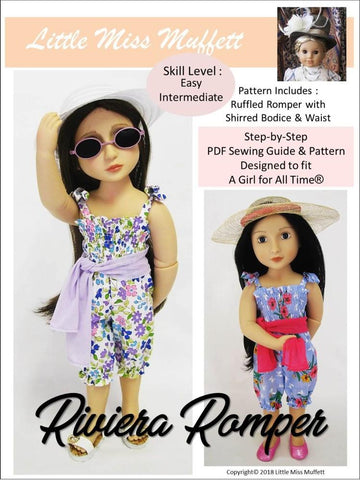 Little Miss Muffett A Girl For All Time Riviera Romper Pattern for AGAT Dolls Pixie Faire