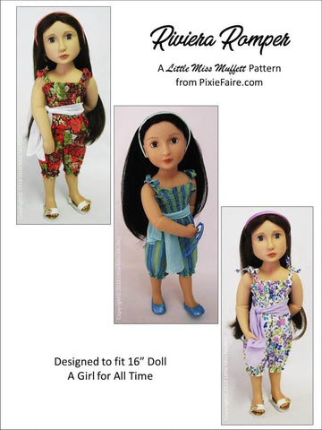 Little Miss Muffett A Girl For All Time Riviera Romper Pattern for AGAT Dolls Pixie Faire
