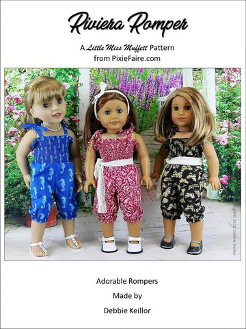 Little Miss Muffett 18 Inch Modern Riviera Romper Pattern For 18 to 20 Inch Dolls Pixie Faire