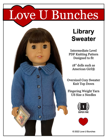 Love U Bunches Knitting Library Sweater Doll Clothes Knitting Pattern For 18 Inch Dolls Pixie Faire