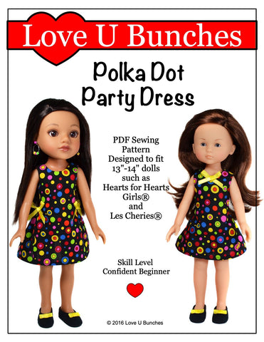 Love U Bunches H4H/Les Cheries Polka Dot Party Dress for Les Cheries and Hearts For Hearts Girls Dolls Pixie Faire