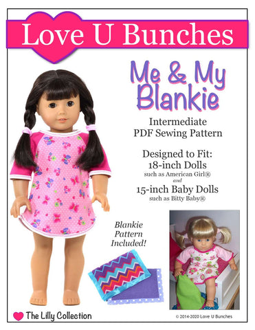Love U Bunches 18 Inch Modern Me & My Blankie 18" Doll Clothes Pattern Pixie Faire
