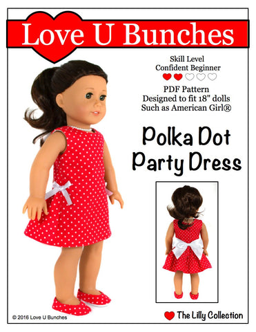 Love U Bunches 18 Inch Modern Polka Dot Party Dress 18" Doll Clothes Pixie Faire