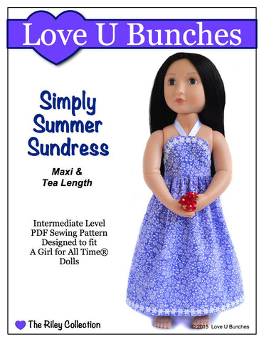 Love U Bunches A Girl For All Time Simply Summer Sundress Pattern for AGAT Dolls Pixie Faire