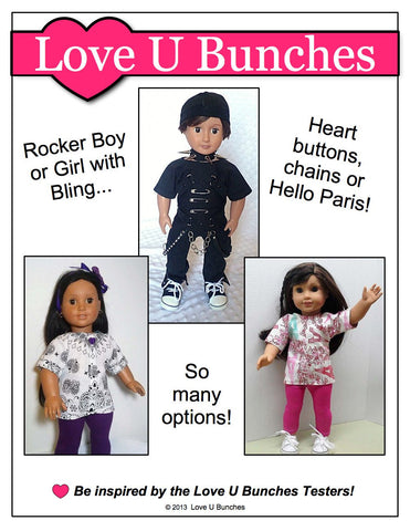 Love U Bunches 18 Inch Modern Bandana Blouse 18" Doll Clothes Pattern Pixie Faire