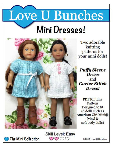 Love U Bunches Mini Mini Dresses Knitting Pattern for Mini Dolls Pixie Faire