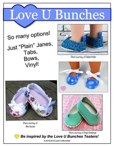 Love U Bunches WellieWishers Plain Jane Shoes 14.5" Doll Clothes Pattern Pixie Faire