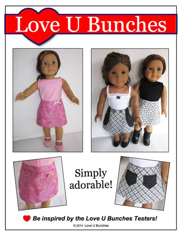 Love U Bunches 18 Inch Modern Classic Wrap Skirt 18" Doll Clothes Pattern Pixie Faire
