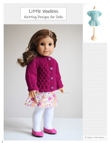 Little Woolens Designs Knitting Aspen Heights Quilted Jacket 18" Doll Clothes Knitting Pattern Pixie Faire