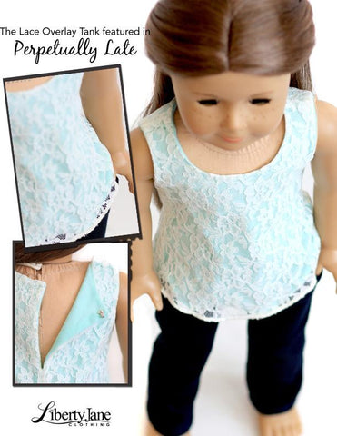Liberty Jane 18 Inch Modern Lace Overlay Tank Top 18" Doll Clothes Pattern Pixie Faire