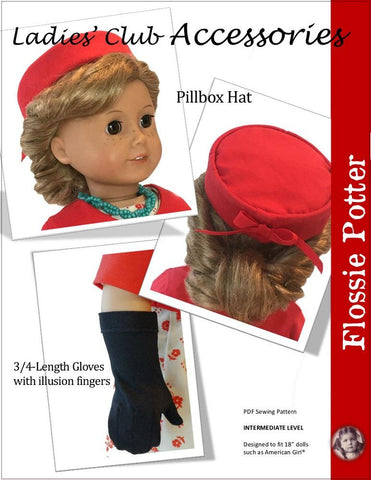Flossie Potter 18 Inch Historical Ladies' Club Accessories 18" Doll Clothes Pattern Pixie Faire