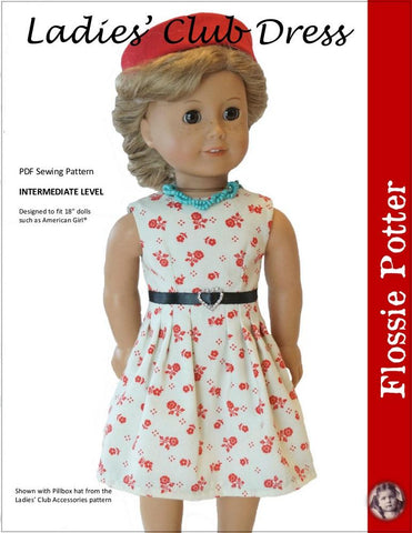 Flossie Potter 18 Inch Historical Ladies' Club Dress 18" Doll Clothes Pattern Pixie Faire