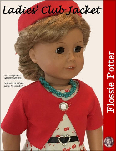 Flossie Potter 18 Inch Historical Ladies' Club Jacket 18" Doll Clothes Pattern Pixie Faire