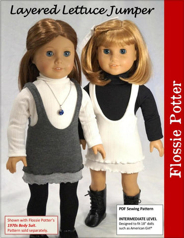 Flossie Potter 18 Inch Historical Layered Lettuce Jumper 18" Doll Clothes Pattern Pixie Faire