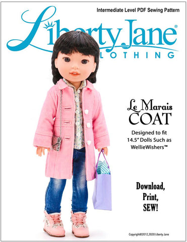Liberty Jane WellieWishers Le Marais Coat 14.5" Doll Clothes Pattern Pixie Faire
