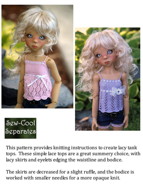 Light & Lacy Doll Clothes Knitting Pattern 18 inch MSD BJD